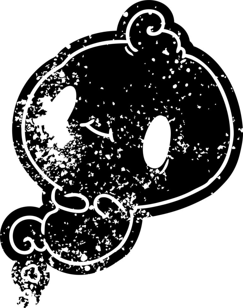 Grunge-Ikone eines kawaii niedlichen Geistes vektor