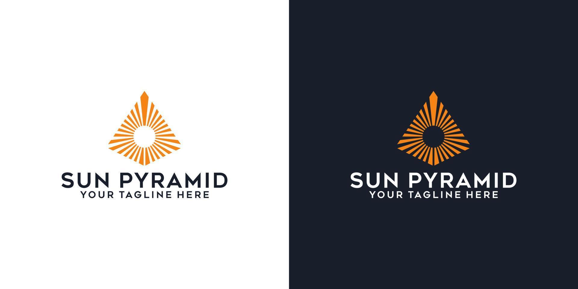 Pyramid Peak und Sun Logo Design Inspiration Logovorlage und Visitenkartendesign vektor