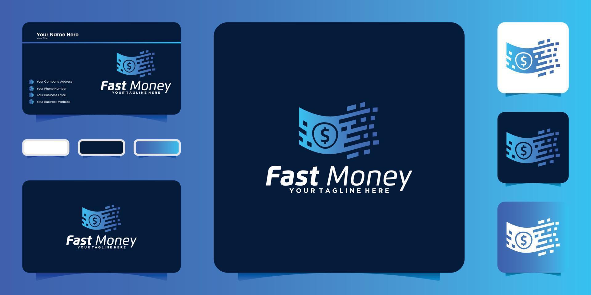 Fast Money Logo Design Inspiration für digitales Geld und Visitenkarten vektor