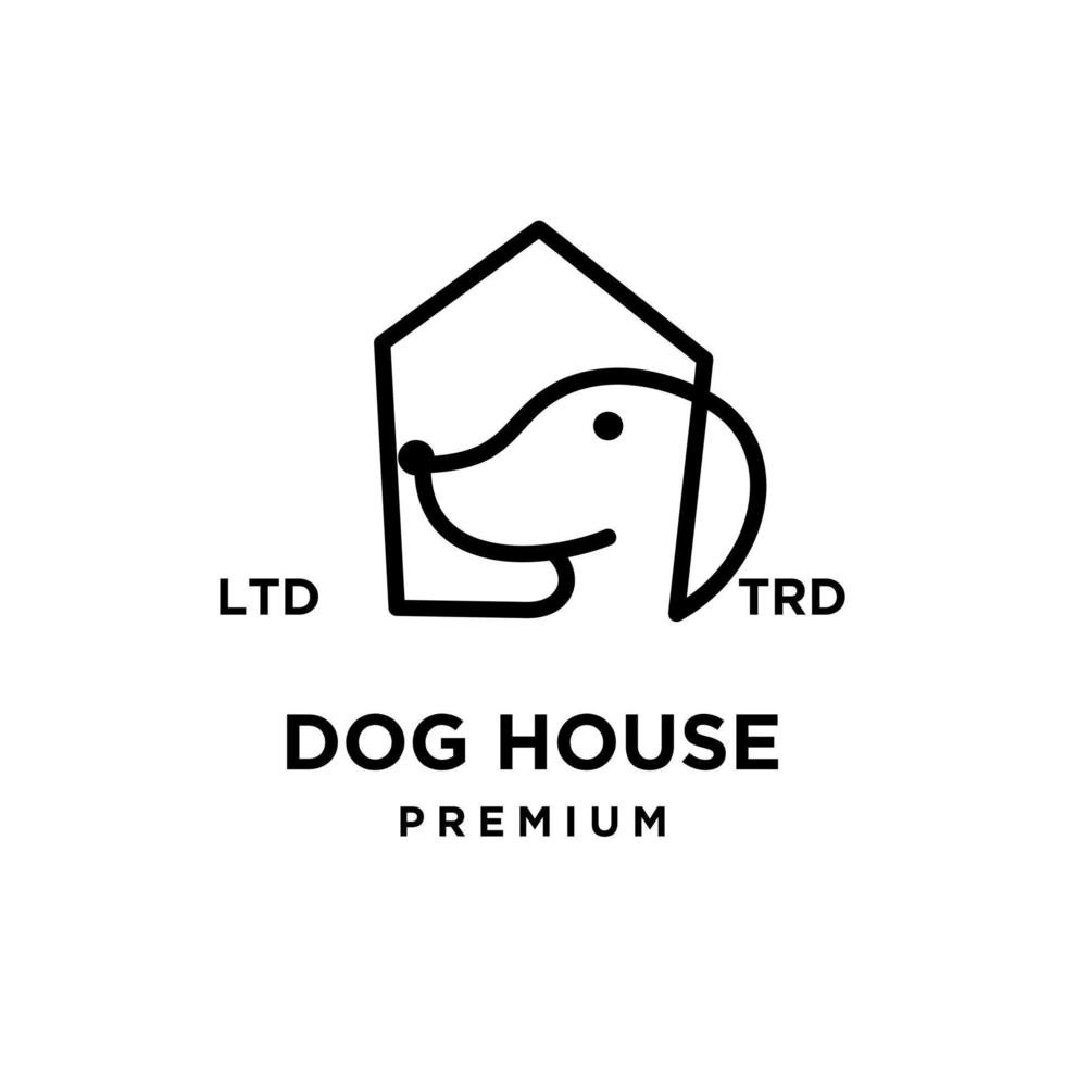 hund hus linjekonst vektor logotypdesign