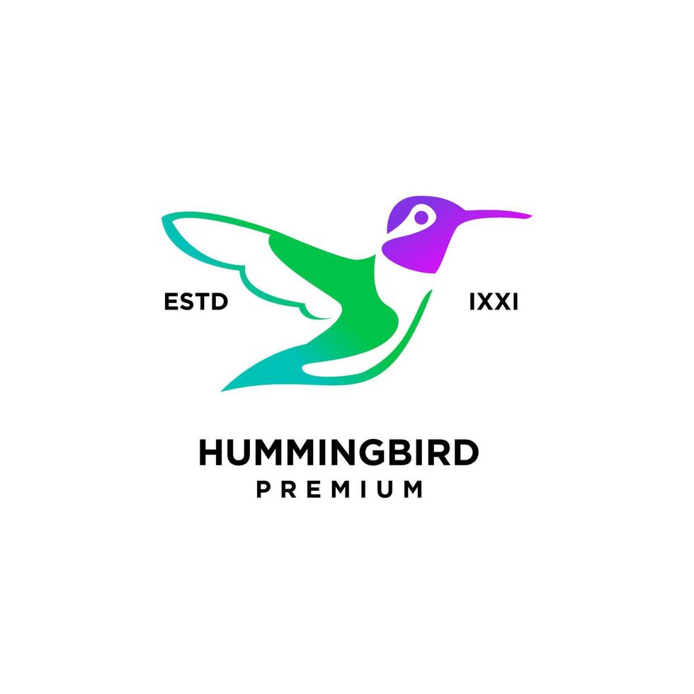 hummingbird färg full logotyp ikon design vektor
