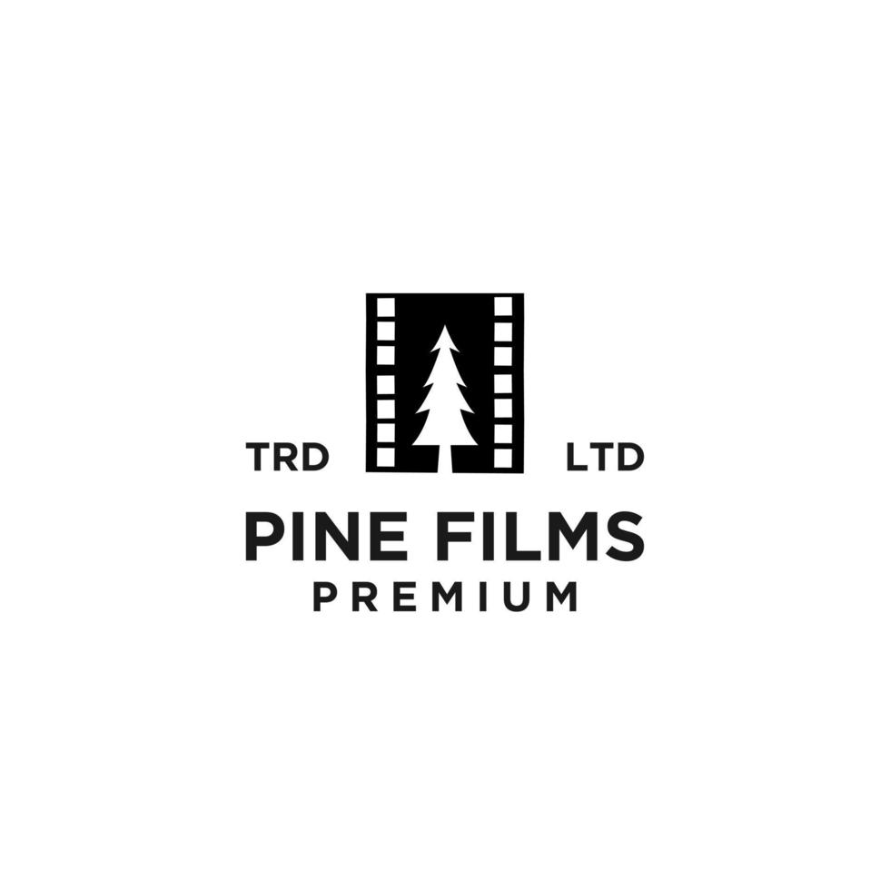 premium trä träd skog film vektor logotyp ikon design