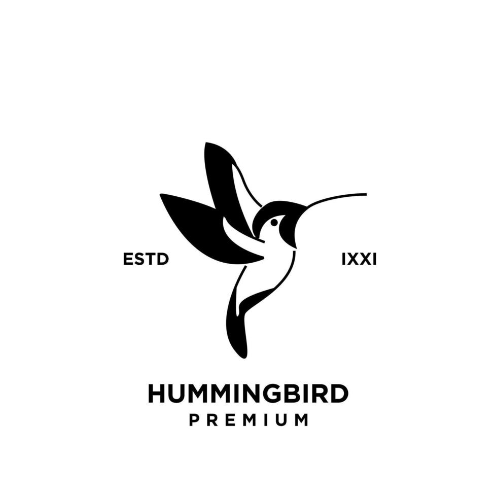 kolibri svart siluett logotyp ikon design vektor