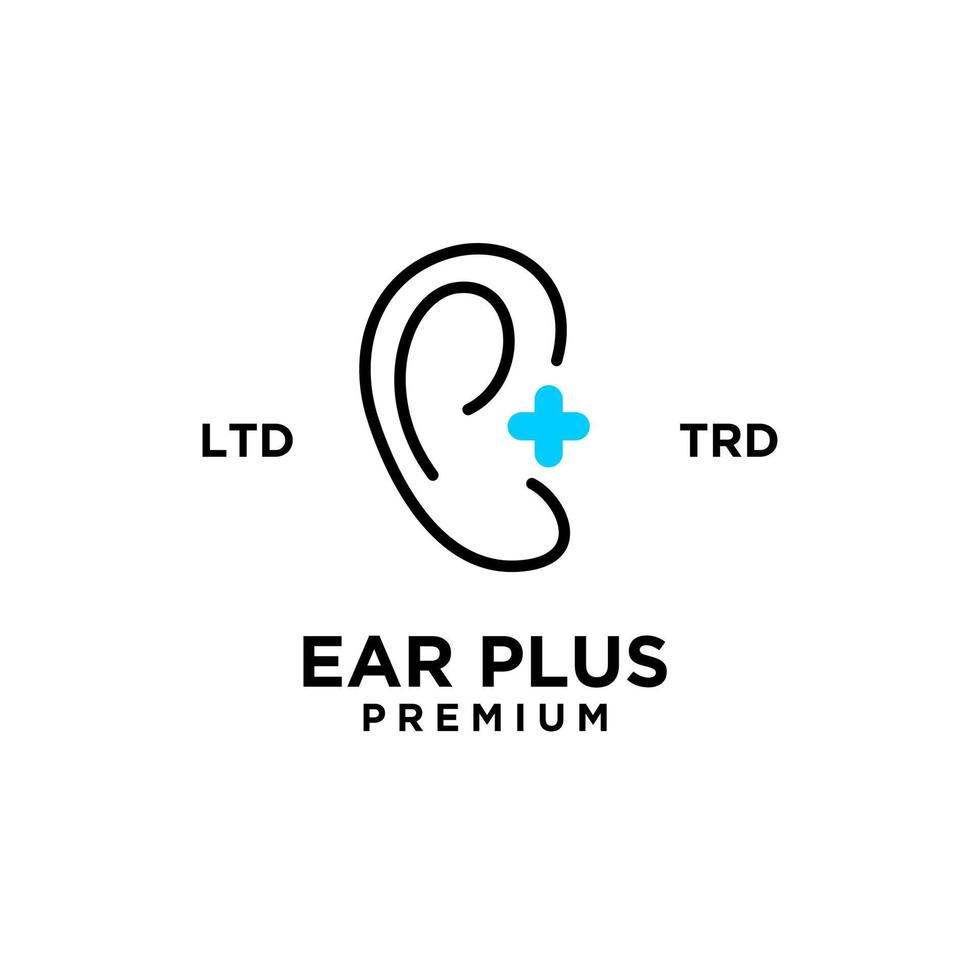 öra plus hörselvård klinik logotyp vektor
