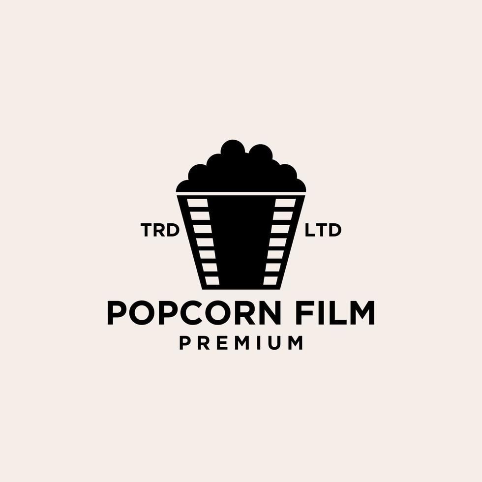 premium popcorn bio film vektor svart logotyp ikon design