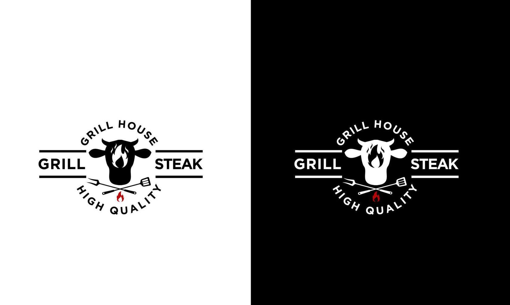 Barbecue-Grill-Food-Rindfleisch- und Steak-Logo vektor