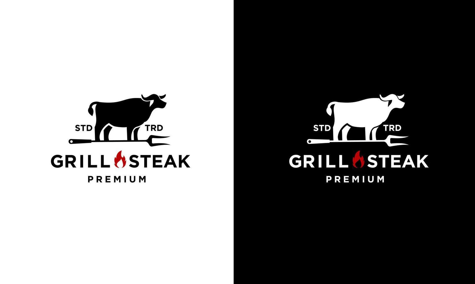 Barbecue-Grill-Food-Rindfleisch- und Steak-Logo vektor