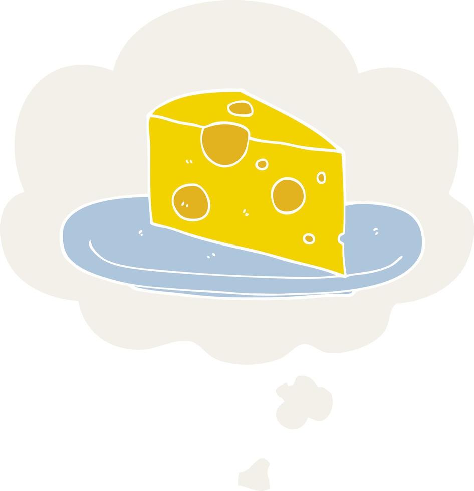 tecknad ost och tankebubbla i retrostil vektor