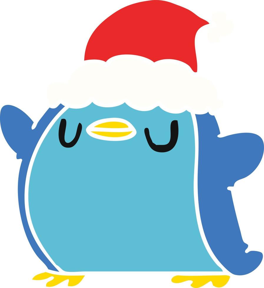 Weihnachtskarikatur des kawaii Pinguins vektor