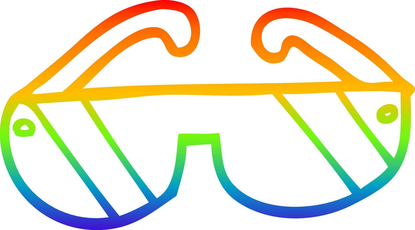 Regenbogen-Gradientenlinie Zeichnung Cartoon-Sonnenbrille vektor