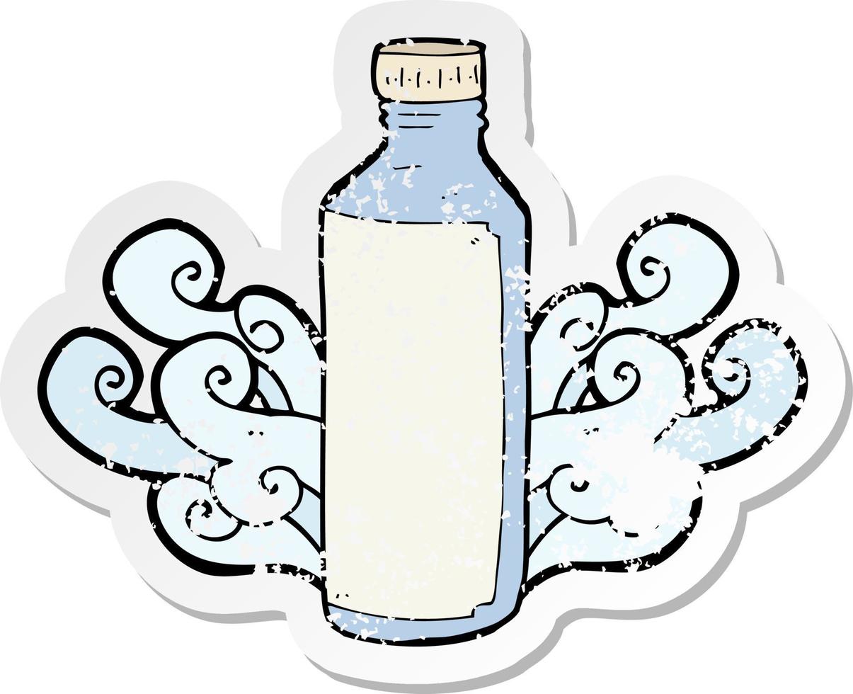 Retro-Distressed-Aufkleber einer Cartoon-Wasserflasche vektor