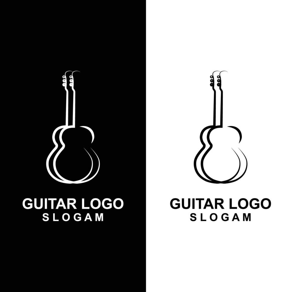 gitarr logotyp design, musikinstrument vektor ikon illustration