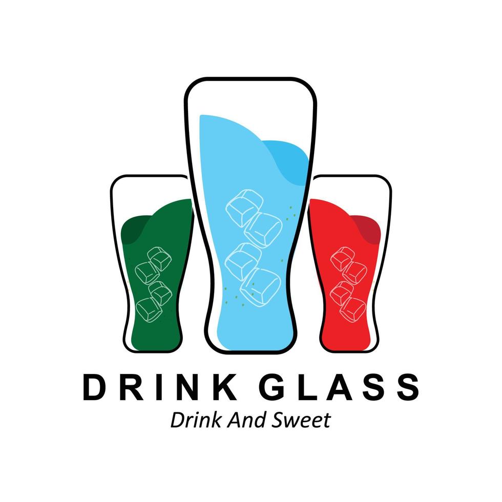 Getränkeglas-Logo-Design, Vektor-Icon-Illustration von Saft, Wein und Kaffeegetränken vektor