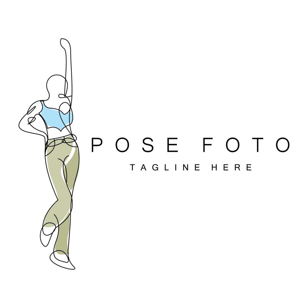 Frau Selfie-Pose-Logo-Design, Foto-Stil-Vektor-Illustration vektor