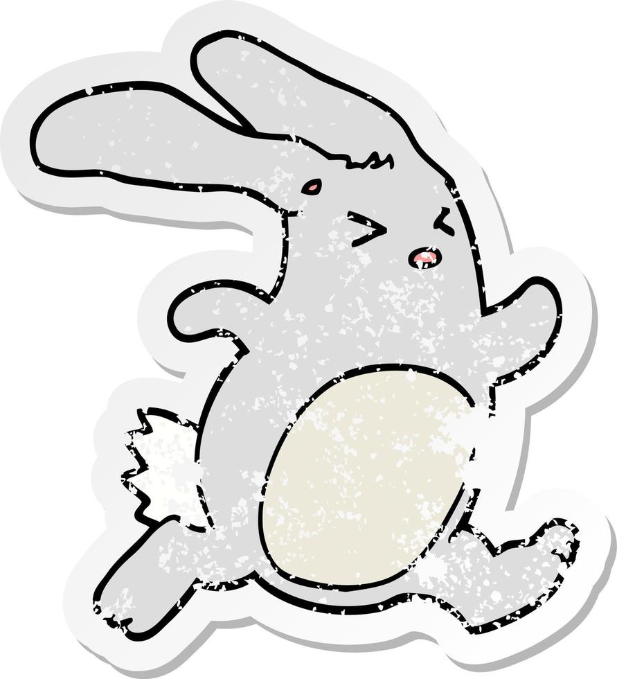 bedrövad klistermärke av en tecknad kanin vektor