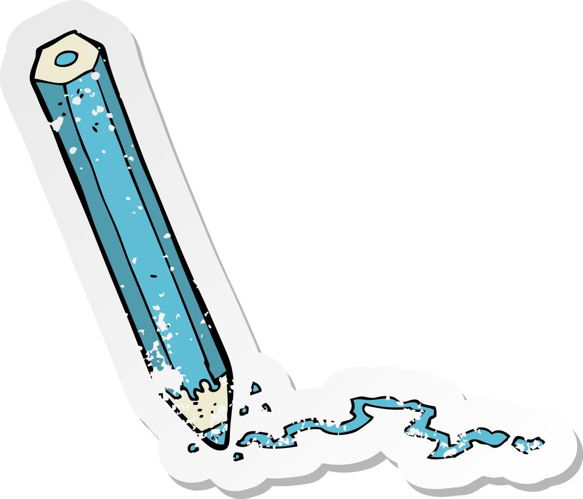 retro nödställda klistermärke av en tecknad penna vektor