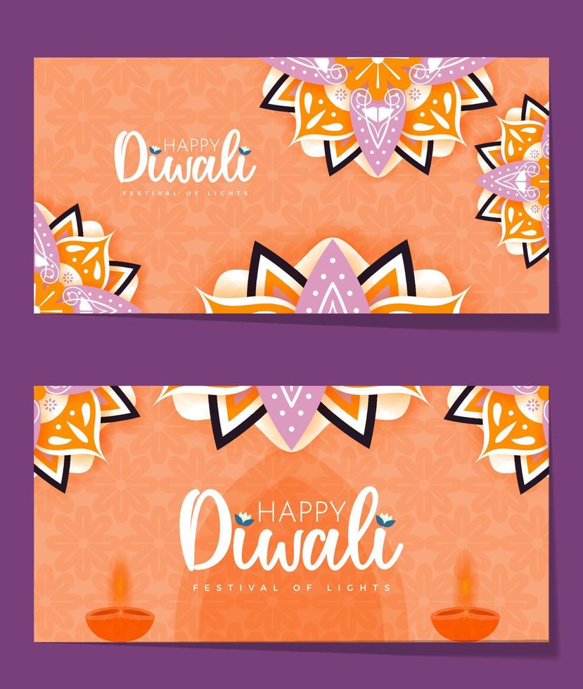 glad diwali firande festival av ljus banner design vektor