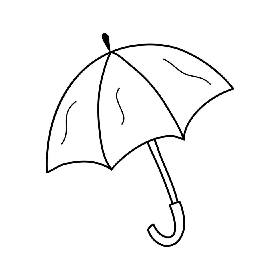 einfacher Regenschirm im Doodle-Stil in schwarz vektor