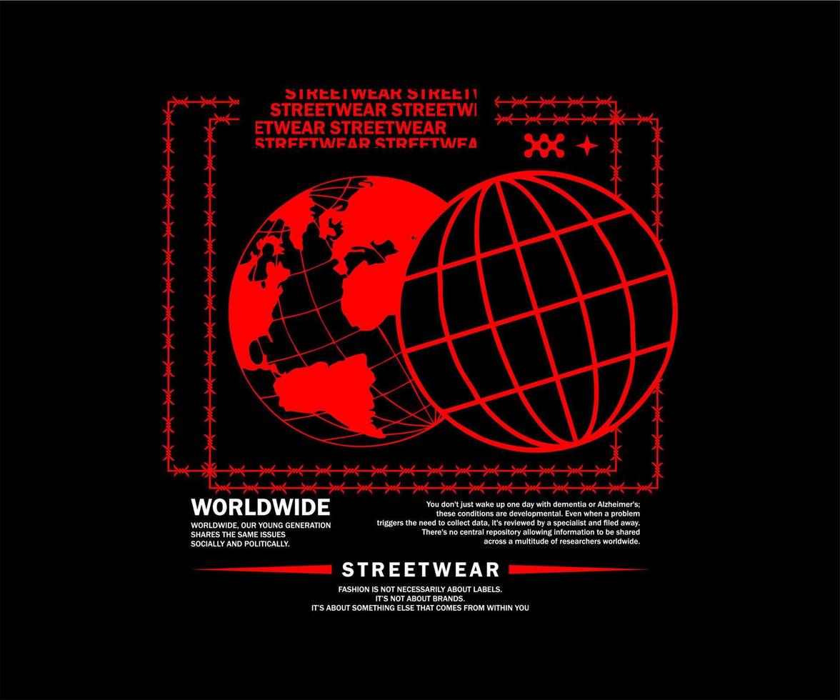 världsomspännande grafisk design för t-shirt street wear och urban stil vektor