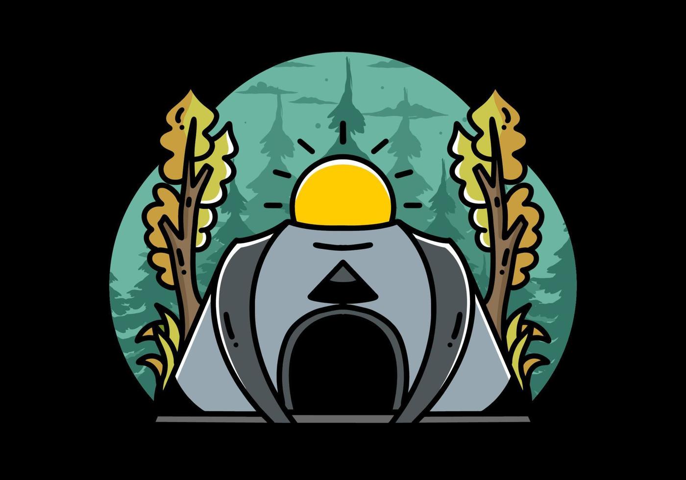 stort pop up tält för camping illustration badge design vektor