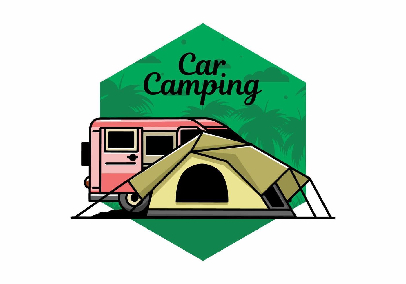 van bil och camping tält illustration design vektor