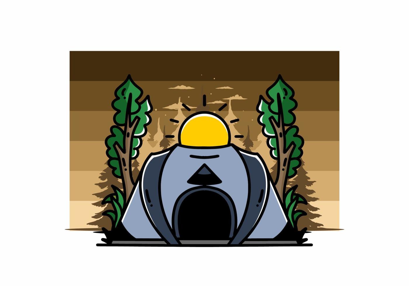 stort pop up tält för camping illustration badge design vektor