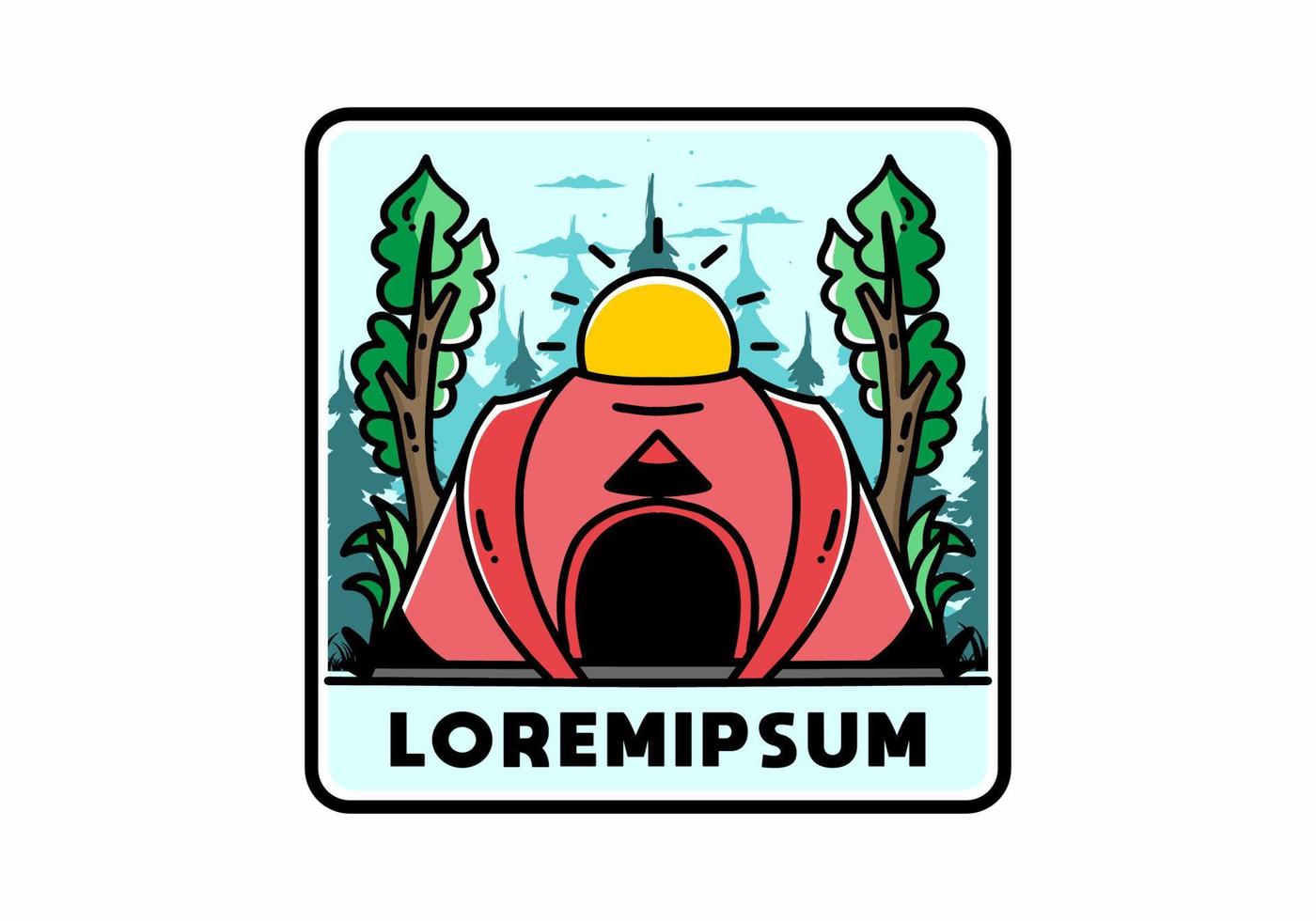 stort pop up tält för camping illustration badge design vektor