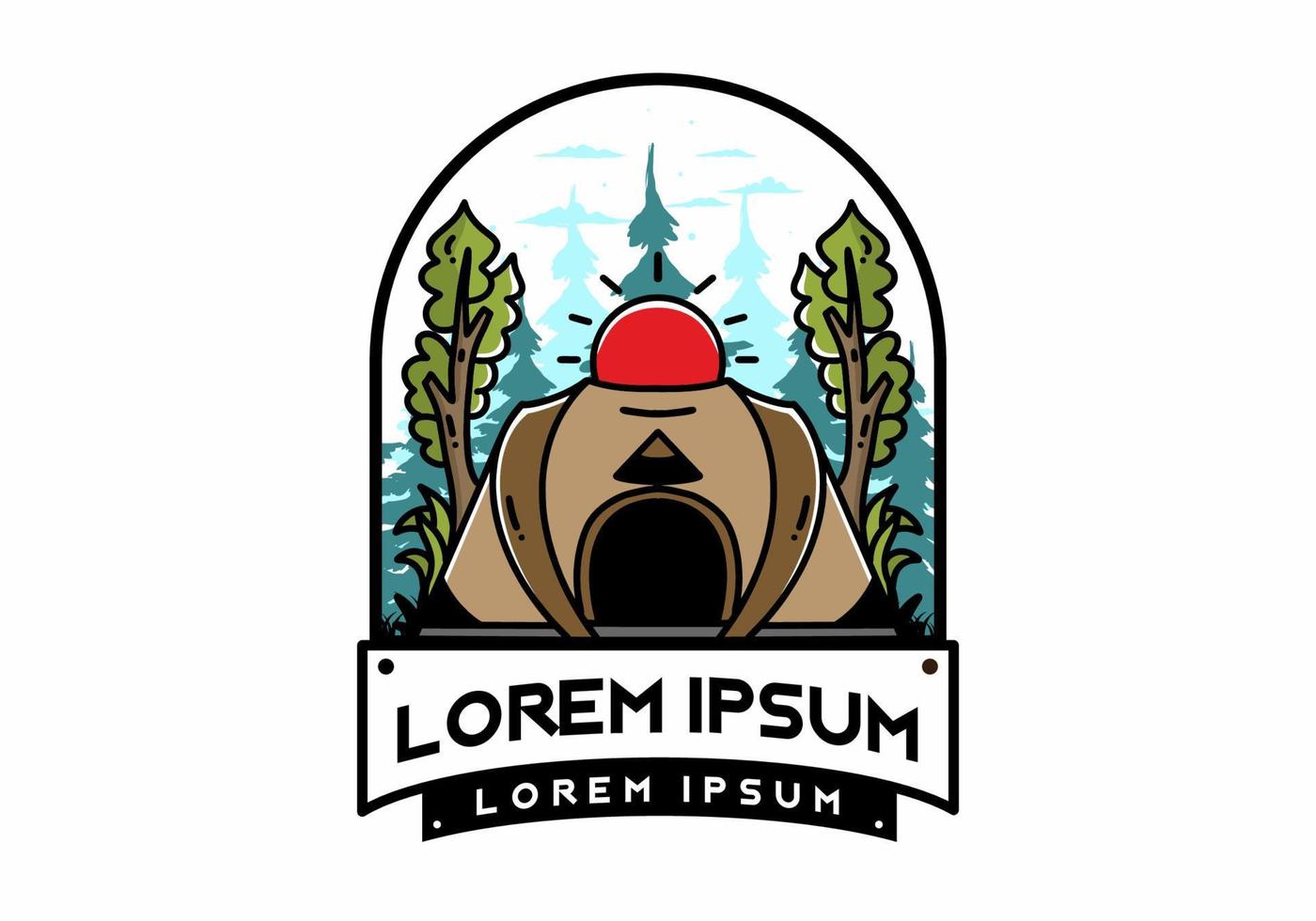 stort pop up tält för camping illustration badge design vektor