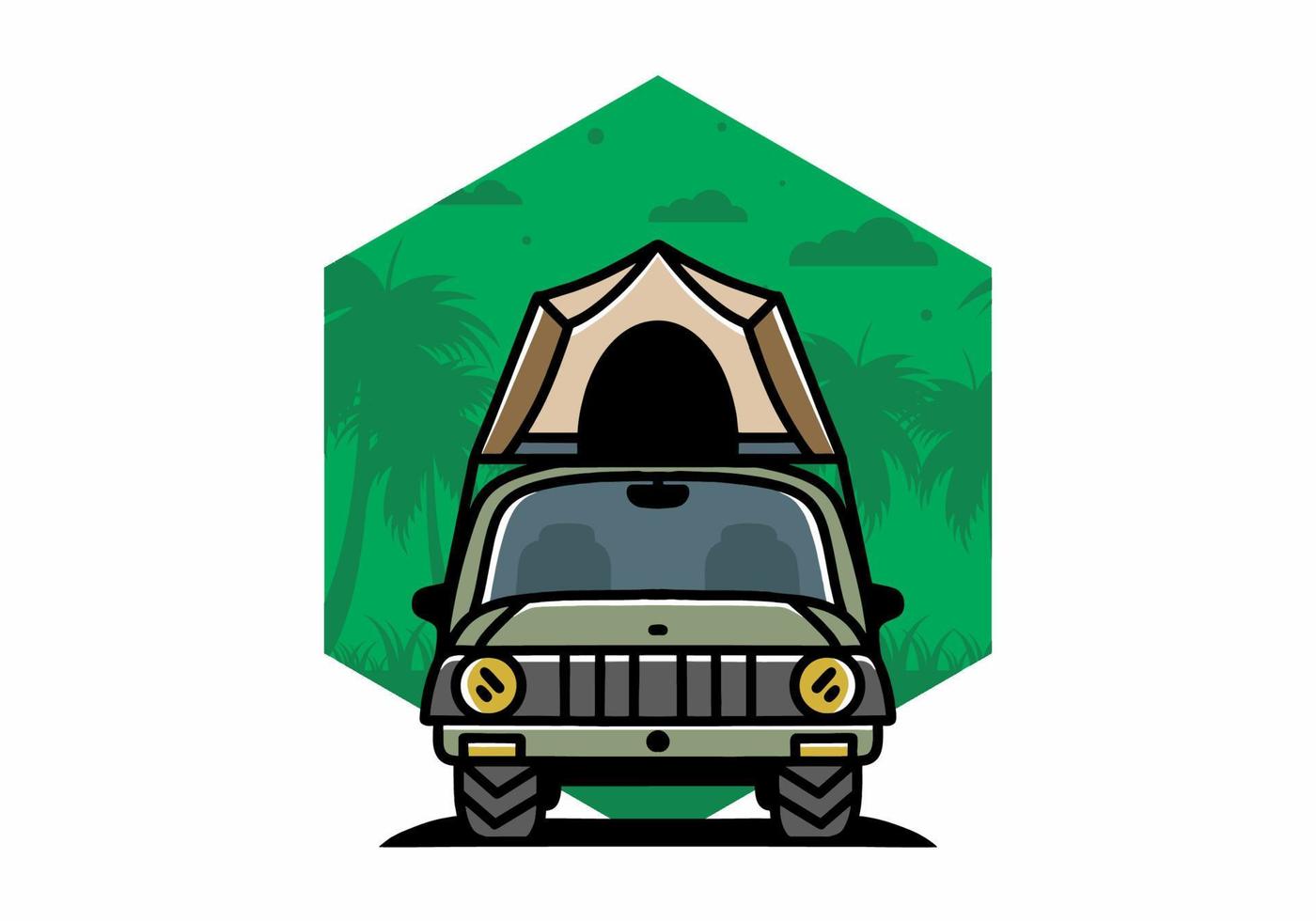 camping på taket av bil illustration badge design vektor