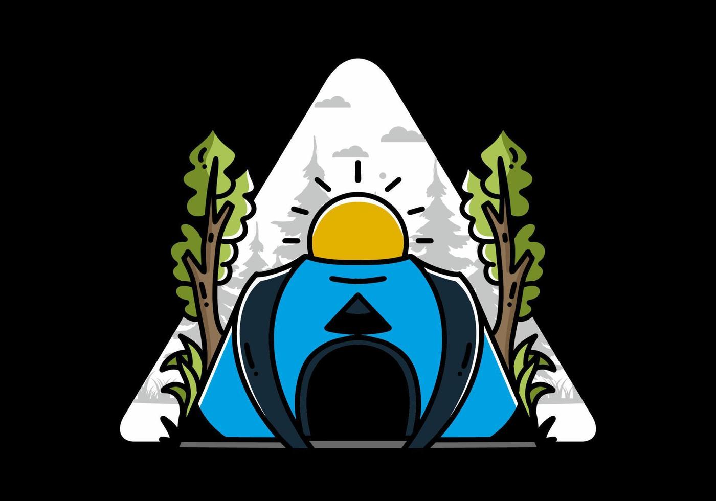 stort pop up tält för camping illustration badge design vektor