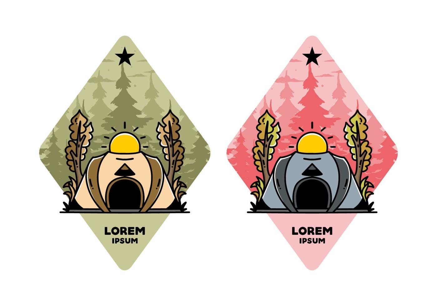 stort pop up tält för camping illustration badge design vektor