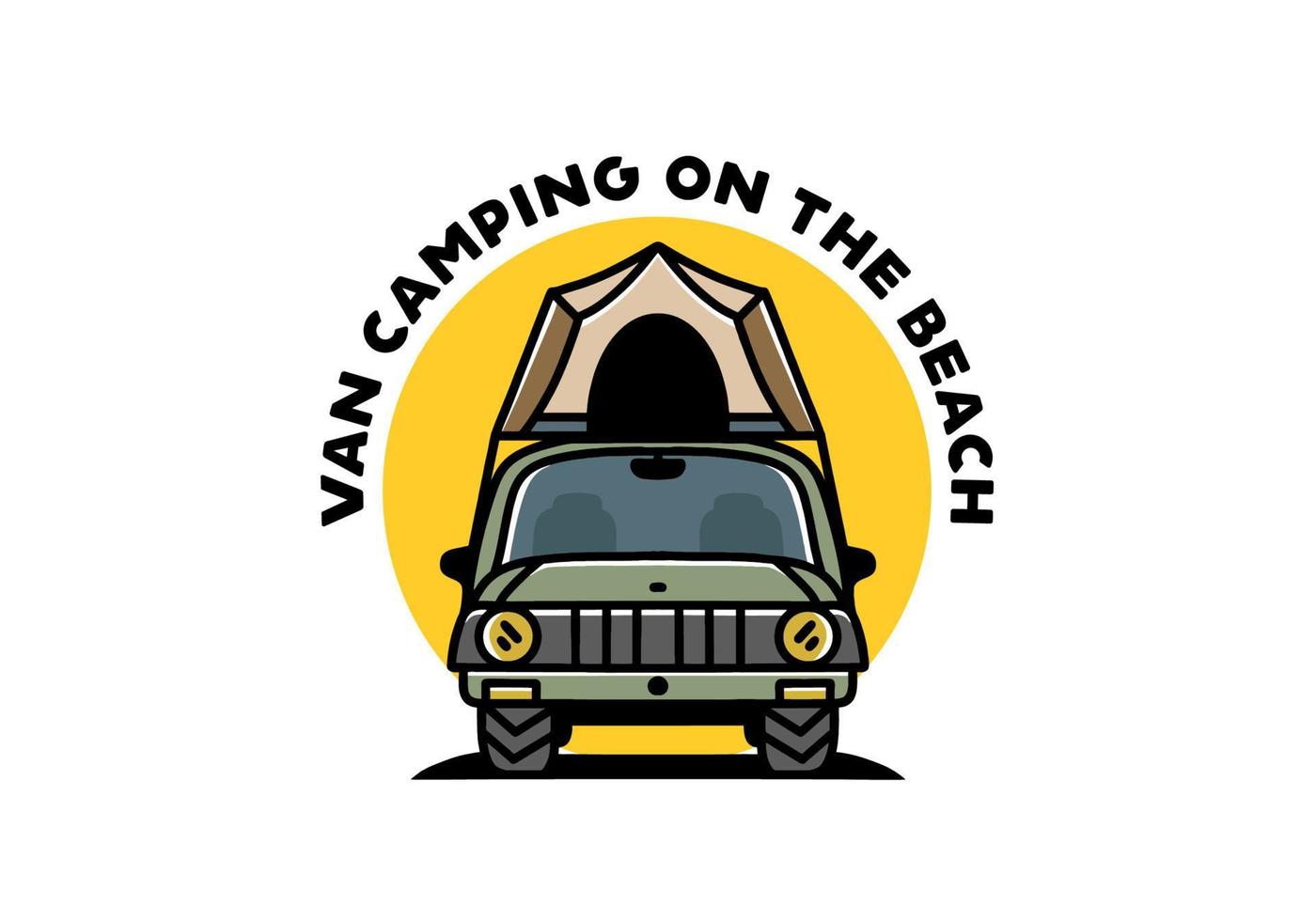 camping auf dem dach des autoillustrationsabzeichendesigns vektor