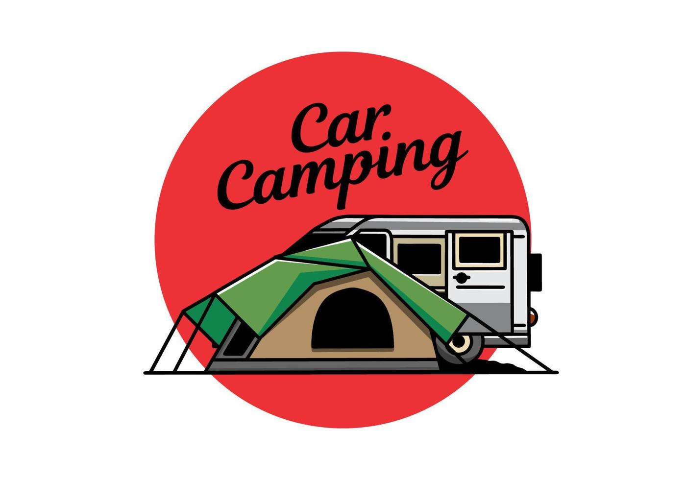 van auto und campingzelt illustrationsdesign vektor