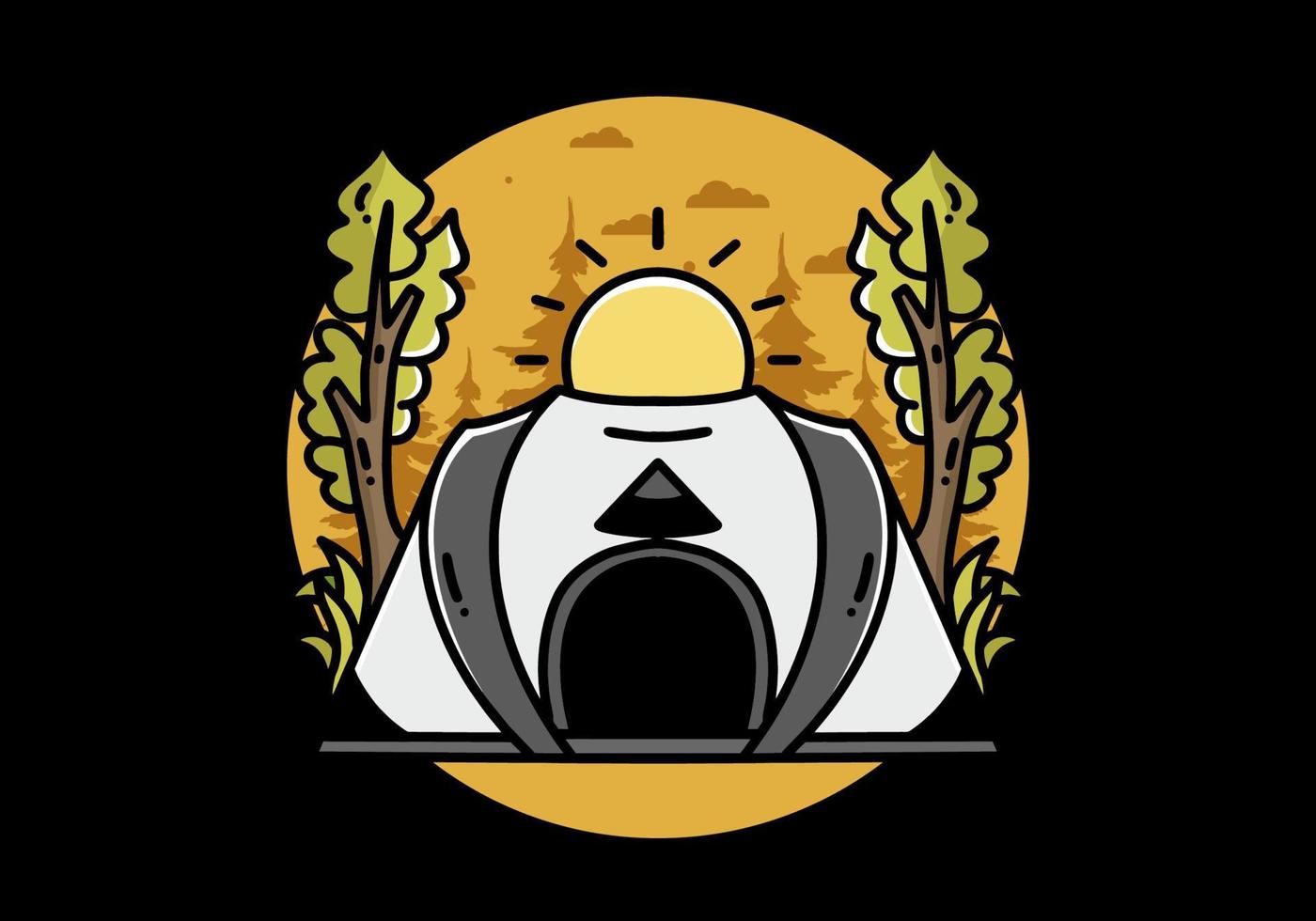 stort pop up tält för camping illustration badge design vektor