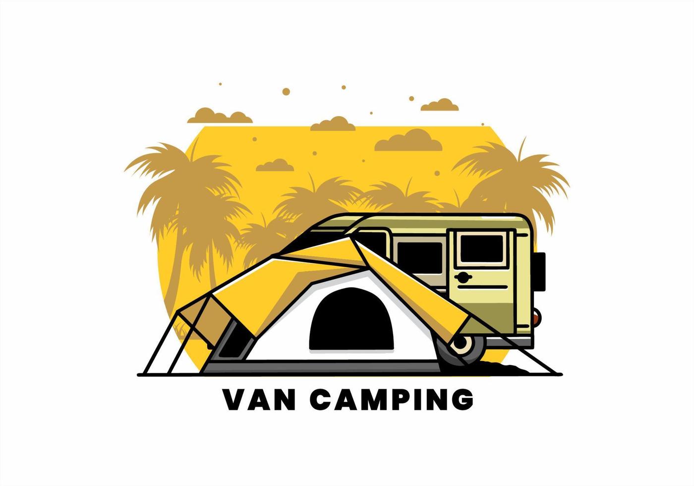 van auto und campingzelt illustrationsdesign vektor