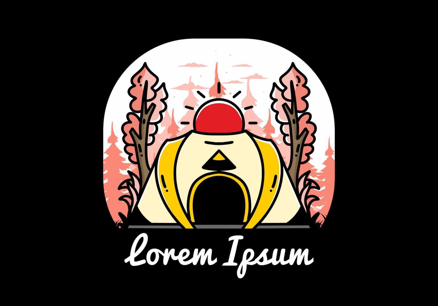 stort pop up tält för camping illustration badge design vektor