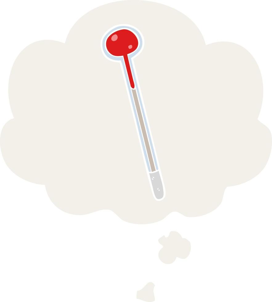 tecknad termometer och tankebubbla i retrostil vektor
