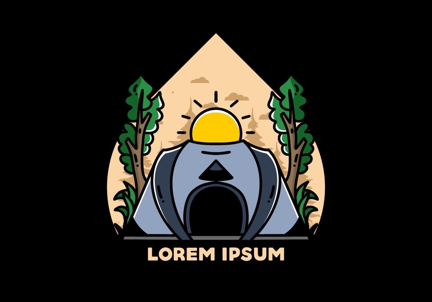 stort pop up tält för camping illustration badge design vektor