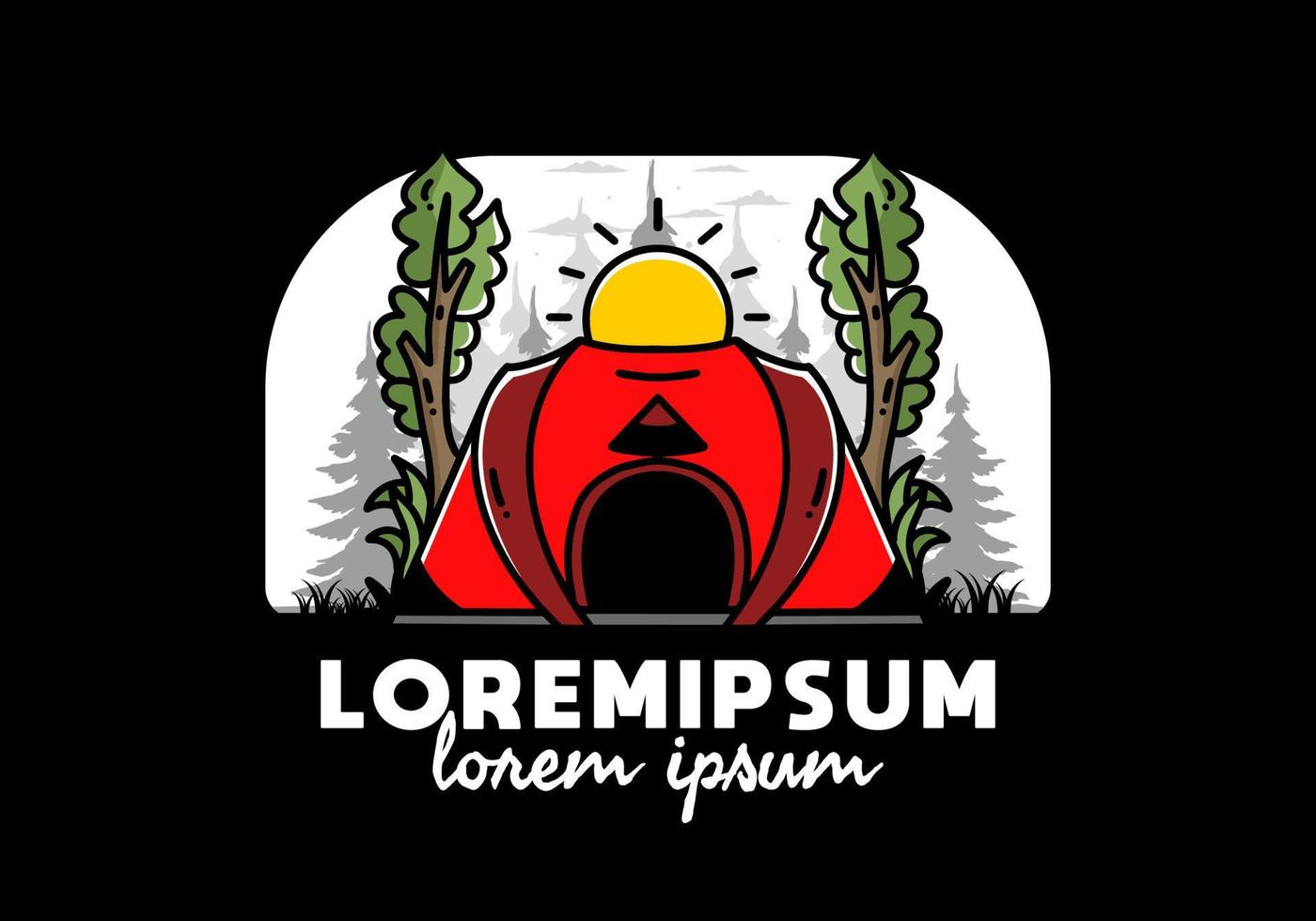 stort pop up tält för camping illustration badge design vektor