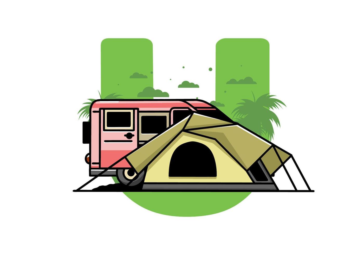 van auto und campingzelt illustrationsdesign vektor