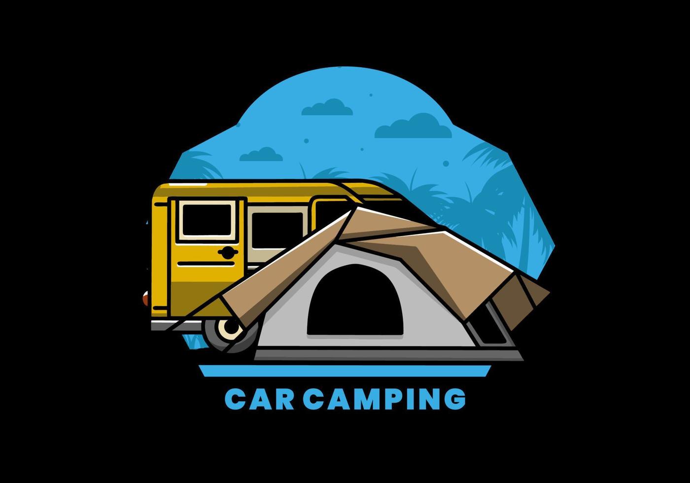 van auto und campingzelt illustrationsdesign vektor