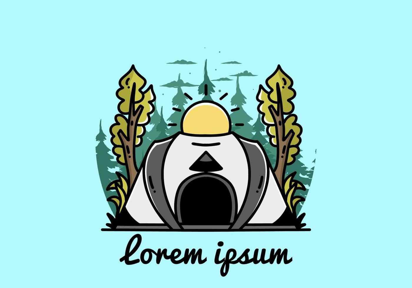 stort pop up tält för camping illustration badge design vektor