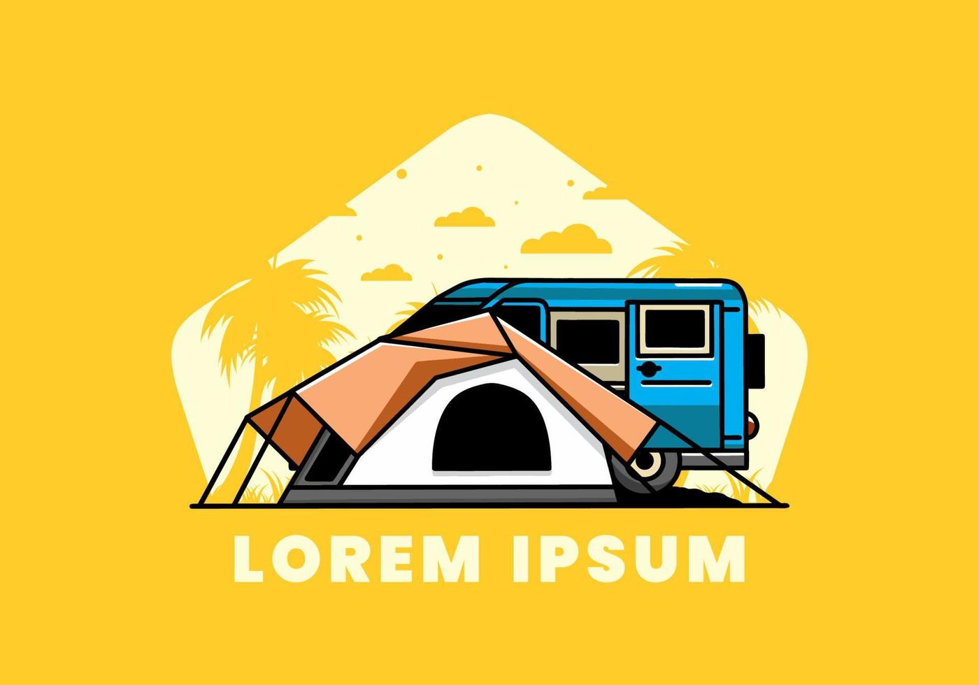 van bil och camping tält illustration design vektor