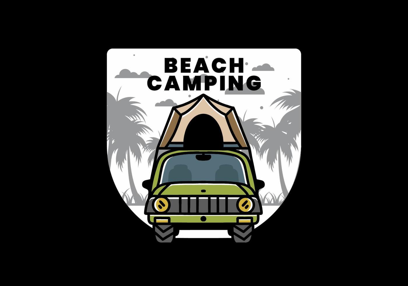 camping på taket av bil illustration badge design vektor