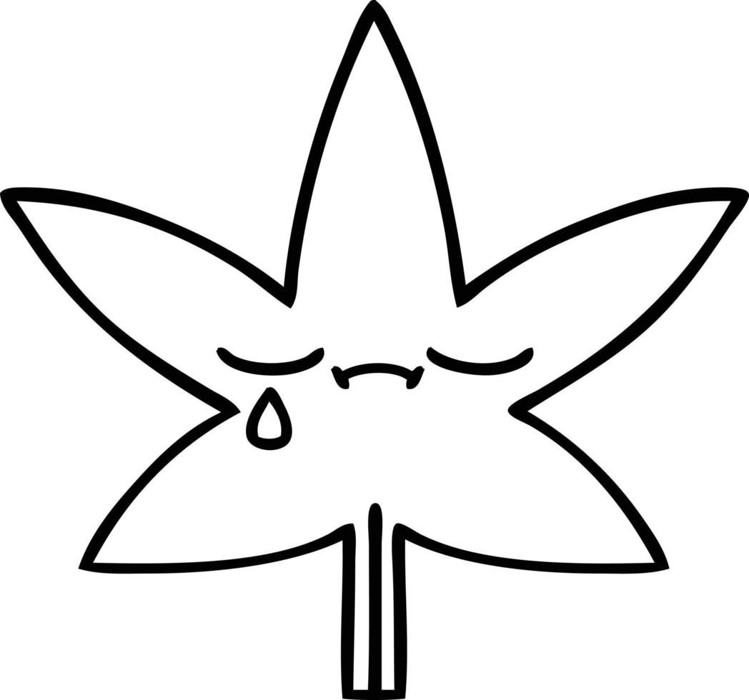 Strichzeichnung Cartoon-Marihuana-Blatt vektor