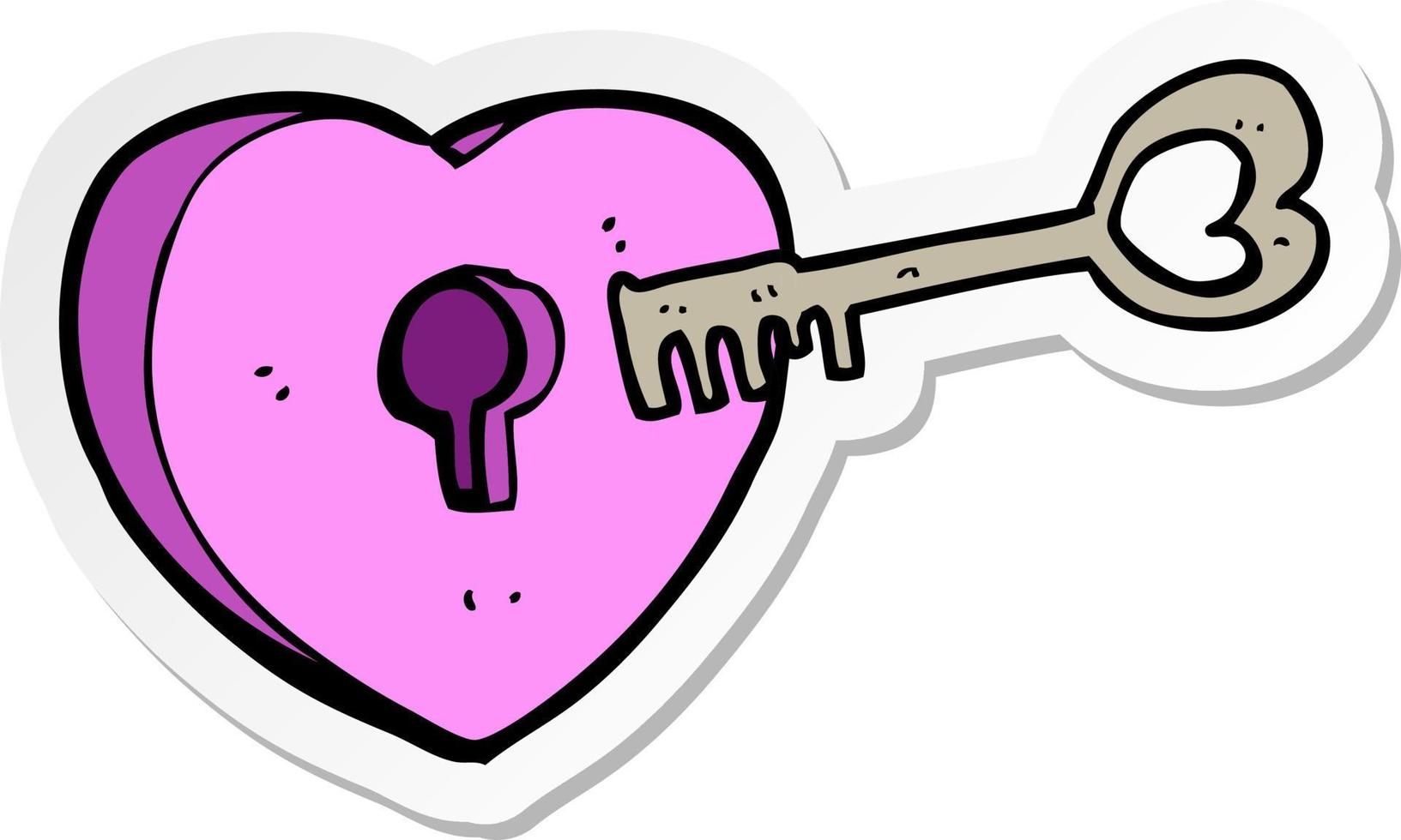 Aufkleber eines Cartoon-Herzens mit Schlüsselloch vektor
