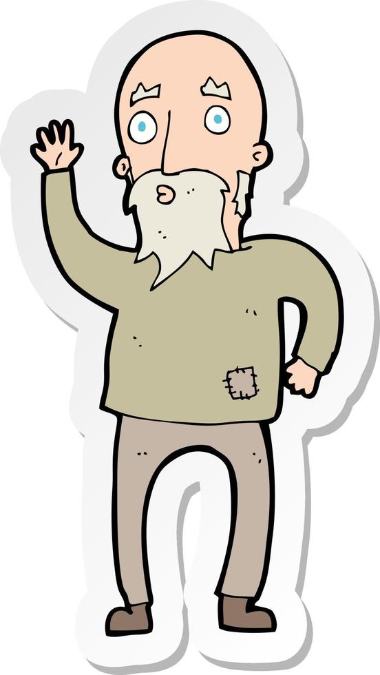 Aufkleber eines Cartoon-alten Mannes, der winkt vektor