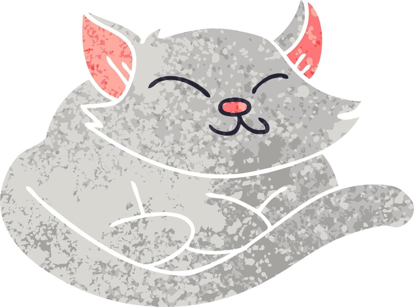 schrullige Cartoon-Katze im Retro-Illustrationsstil vektor