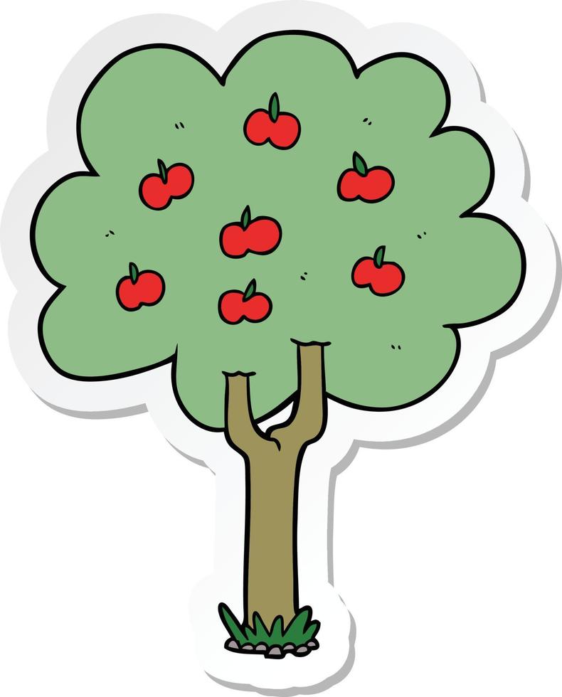 klistermärke av ett tecknat äppelträd vektor