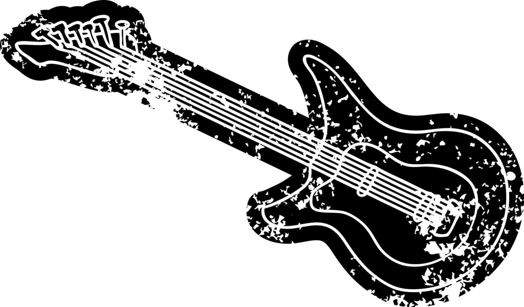 grunge ikon ritning av en gitarr vektor